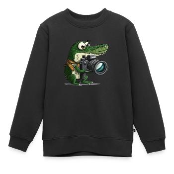 Snap Happy Reptile - Sweat Premium enfant bio - noir - Devant - AI Model Kid Female (0cm)
