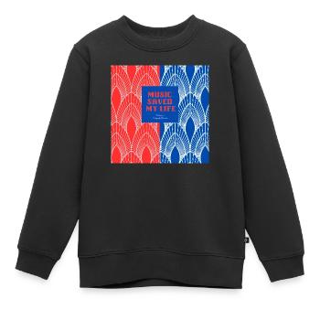 « La musique m’a sauvé la vie » print -Design 1 - Sweat Premium enfant bio - noir - Devant - AI Model Kid Female (0cm)