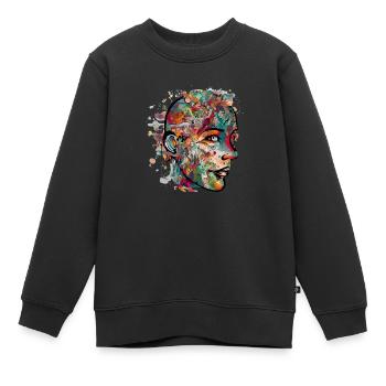 Le visage fleuri - Sweat Premium enfant bio - noir - Devant - AI Model Kid Female (0cm)