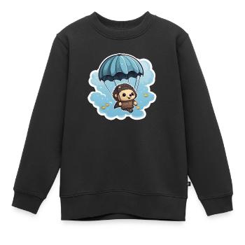 Igel mit Fallschirm - Kinder Premium Organic Sweatshirt - Schwarz - Vorne - AI Model Kid Female (0cm)