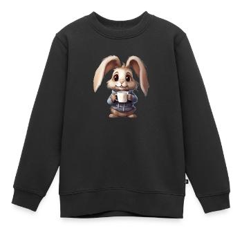 Hase am Morgen - Kinder Premium Organic Sweatshirt - Schwarz - Vorne - AI Model Kid Female (0cm)
