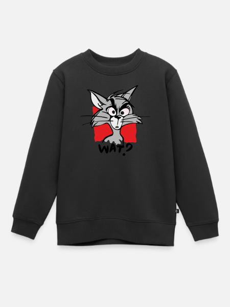 Chat QUOI? - Sweat Premium enfant bio - noir