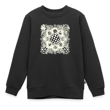Echiquier Alien n°3 - Sweat Premium enfant bio - noir - Devant - AI Model Kid Female (0cm)