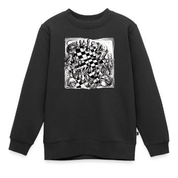 Abstraction échiquéenne n°2 - Sweat Premium enfant bio - noir - Devant - AI Model Kid Female (0cm)