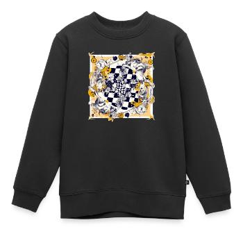 Abstraction échiquéenne n°4 - Sweat Premium enfant bio - noir - Devant - AI Model Kid Female (0cm)