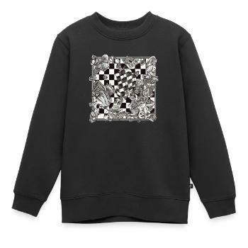 Abstraction Echiquéenne n°1 - Sweat Premium enfant bio - noir - Devant - AI Model Kid Female (0cm)