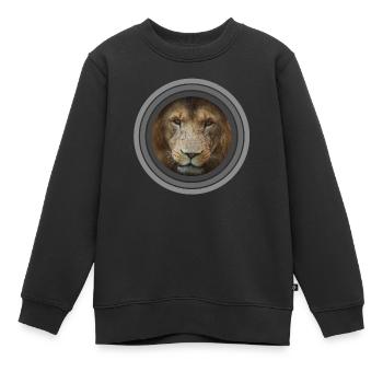 Löwe Farbkreise schwarz weiß - Kinder Premium Organic Sweatshirt - Schwarz - Vorne - AI Model Kid Female (0cm)