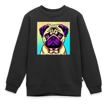 Pug Pop Art - Kids Premium Organic Sweatshirt - black - Front - AI Model Kid Female (0cm)