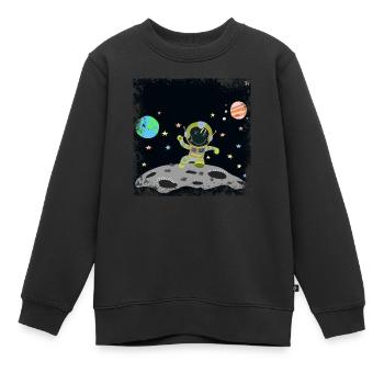 astronaute bleu vert grunge - Sweat Premium enfant bio - noir - Devant - AI Model Kid Female (0cm)