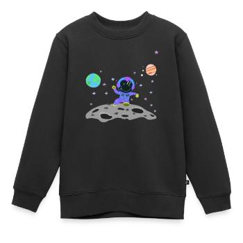 astronaute bleu violet - Sweat Premium enfant bio - noir - Devant - AI Model Kid Female (0cm)
