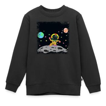 astronaute jaune et rouge grunge - Sweat Premium enfant bio - noir - Devant - AI Model Kid Female (0cm)