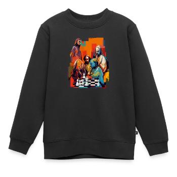 Partie d'échecs - Sweat Premium enfant bio - noir - Devant - AI Model Kid Female (0cm)