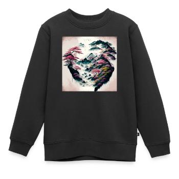 Style d’encre fantaisie Japon - Sweat Premium enfant bio - noir - Devant - AI Model Kid Female (0cm)