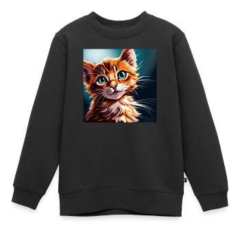 Niedliche entzückende pelzige Katze - Kinder Premium Organic Sweatshirt - Schwarz - Vorne - AI Model Kid Female (0cm)