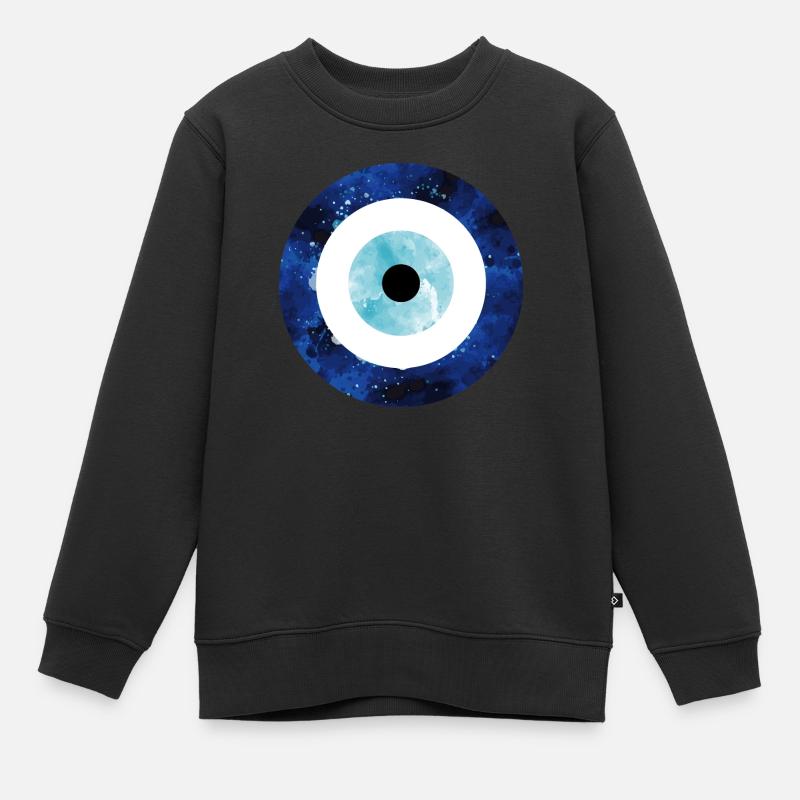 Evil Eye Symbol im stilvollen Aquarell Look - Kinder Premium Organic Sweatshirt - Schwarz