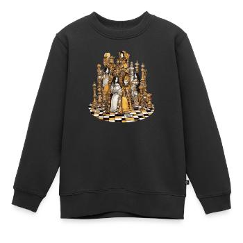 Könige und Göttinnen des Schachbretts - Kinder Premium Organic Sweatshirt - Schwarz - Vorne - AI Model Kid Female (0cm)