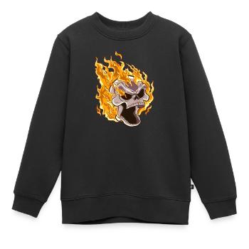 Crâne enflammé - Sweat Premium enfant bio - noir - Devant - AI Model Kid Female (0cm)