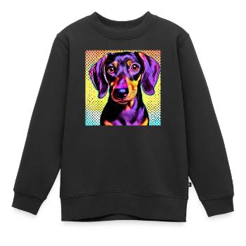 Dachshund Pop Art - Kids Premium Organic Sweatshirt - black - Front - AI Model Kid Female (0cm)