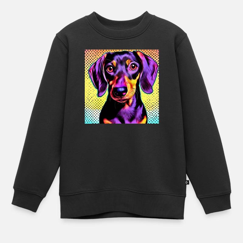 Teckel Pop Art - Sweat Premium enfant bio - noir