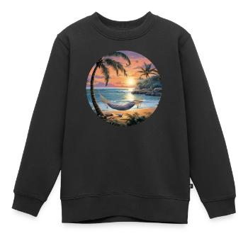 Flucht zur Küstenstille: Meeresblick im Sommer - Kinder Premium Organic Sweatshirt - Schwarz - Vorne - AI Model Kid Female (0cm)