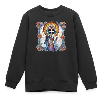 Santa Muerte - Sweat Premium enfant bio - noir - Devant - AI Model Kid Female (0cm)