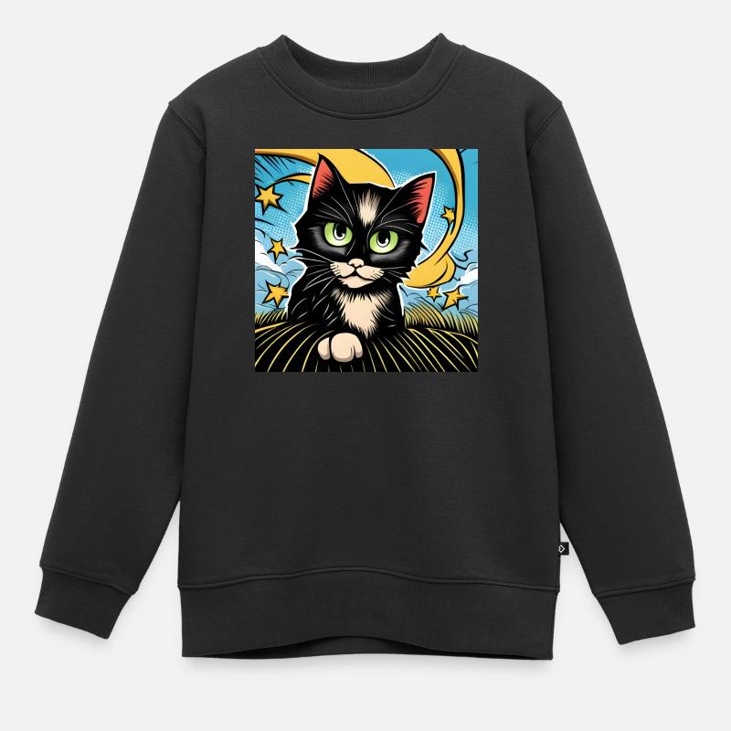 Niedliche schwarze Katze - Kinder Premium Organic Sweatshirt - Schwarz