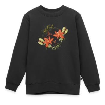 Fleurs de lys - Sweat Premium enfant bio - noir - Devant - AI Model Kid Female (0cm)