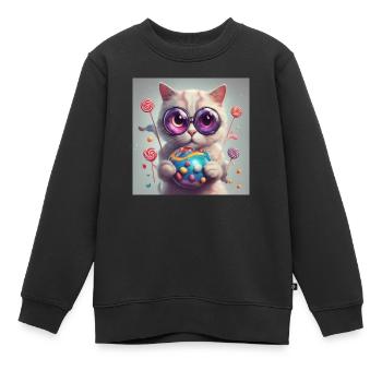 Katze Katze Katze - Kinder Premium Organic Sweatshirt - Schwarz - Vorne - AI Model Kid Female (0cm)