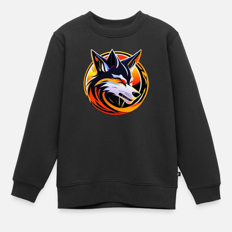 Wolf - Kinder Premium Organic Sweatshirt - Schwarz