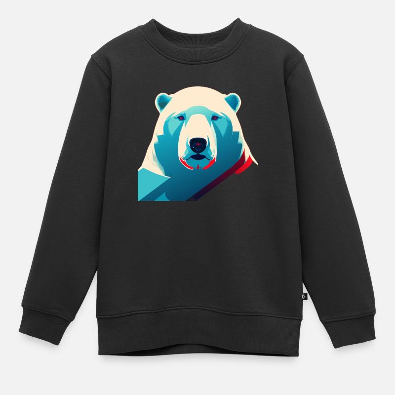 Ours blanc - Sweat Premium enfant bio - noir