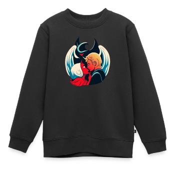 Teufel und Engel - Kinder Premium Organic Sweatshirt - Schwarz - Vorne - AI Model Kid Female (0cm)