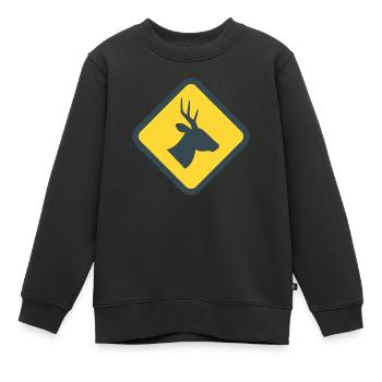 Attention cerf - Sweat Premium enfant bio - noir - Devant - AI Model Kid Female (0cm)
