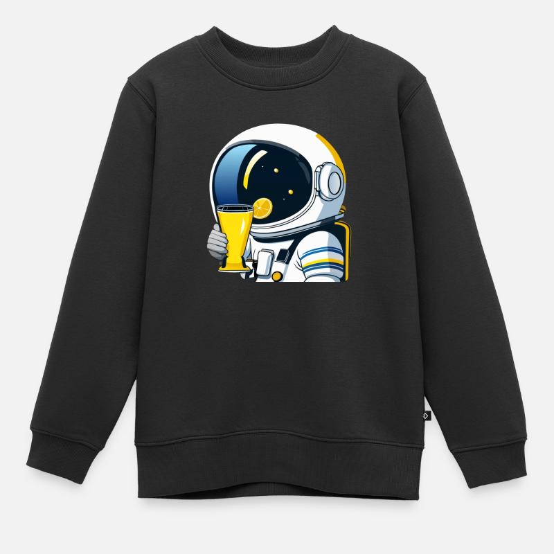 astronaut drinks lemon tea - Kinder Premium Organic Sweatshirt - Schwarz