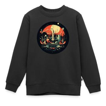 L’ère spatiale élégante : le rétro-futurisme - Sweat Premium enfant bio - noir - Devant - AI Model Kid Female (0cm)