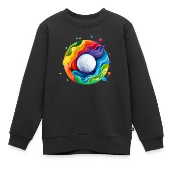 logo de balle de golf coloré - Sweat Premium enfant bio - noir - Devant - AI Model Kid Female (0cm)