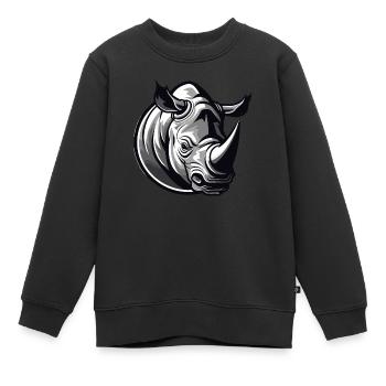 Rhinocéros - Sweat Premium enfant bio - noir - Devant - AI Model Kid Female (0cm)
