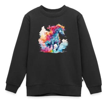 au galop coloré - Sweat Premium enfant bio - noir - Devant - AI Model Kid Female (0cm)