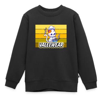 Valeewear - Katze als Sternekoch - Kinder Premium Organic Sweatshirt - Schwarz - Vorne - AI Model Kid Female (0cm)