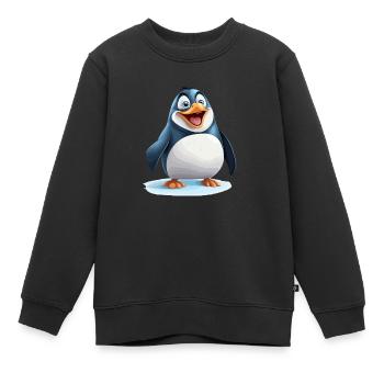 Le joyeux pingouin - Sweat Premium enfant bio - noir - Devant - AI Model Kid Female (0cm)