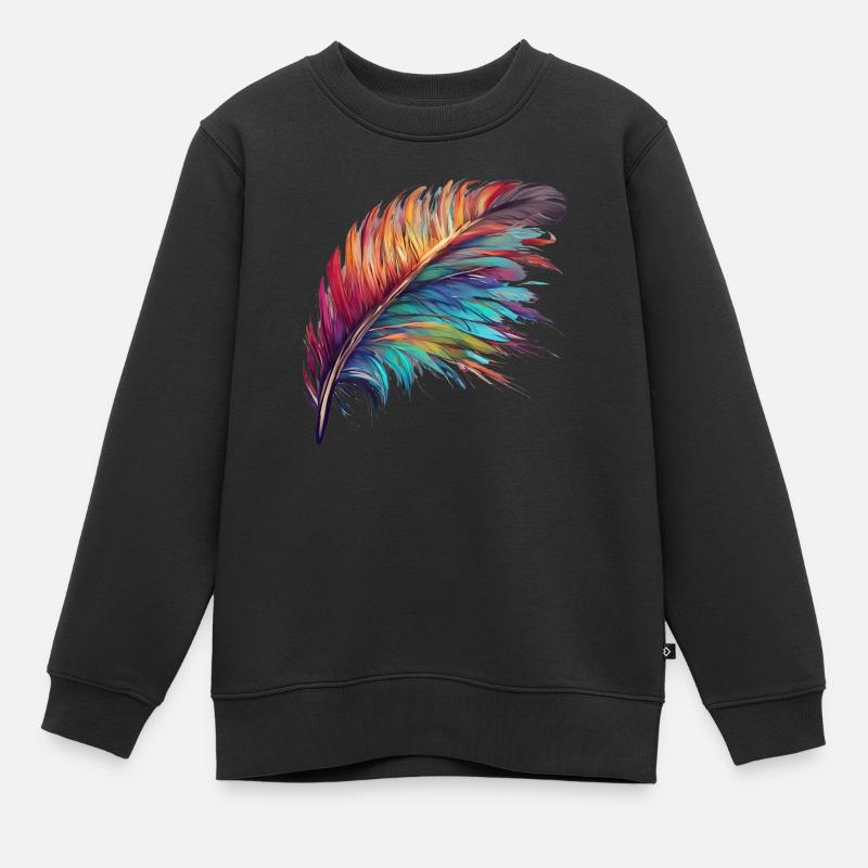 Plume clorful - Sweat Premium enfant bio - noir