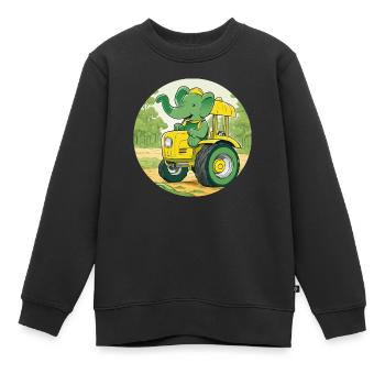 Elefant auf Traktor - Kinder Premium Organic Sweatshirt - Schwarz - Vorne - AI Model Kid Female (0cm)