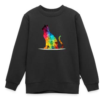 Pacho le chat multicolore - Sweat Premium enfant bio - noir - Devant - AI Model Kid Female (0cm)