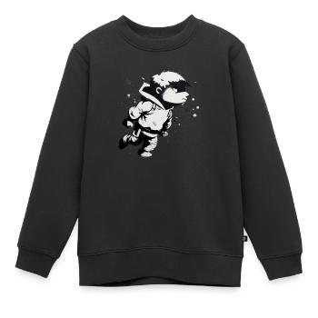 Fabio street art - Sweat Premium enfant bio - noir - Devant - AI Model Kid Female (0cm)