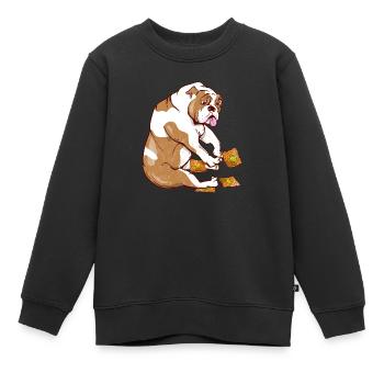 Bulldogge, die Quadrate häkelt - Kinder Premium Organic Sweatshirt - Schwarz - Vorne - AI Model Kid Female (0cm)