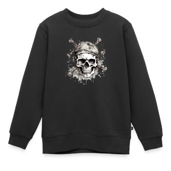 Tête de pirate n°4 - Sweat Premium enfant bio - noir - Devant - AI Model Kid Female (0cm)