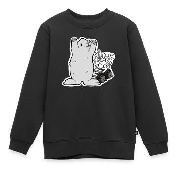 Tazz Talk | kräftige Stummelarme VINTAGE - Kinder Premium Organic Sweatshirt - Schwarz - Vorne - AI Model Kid Female (0cm)