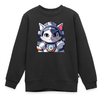 Robot Cat 1 - Sweat Premium enfant bio - noir - Devant - AI Model Kid Female (0cm)