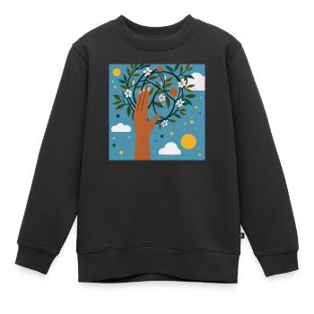 Nachhaltige Welt - Kinder Premium Organic Sweatshirt - Schwarz - Vorne - AI Model Kid Female (0cm)