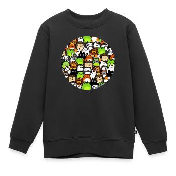 Collection de griffonnages d’animaux mignons ! Dessin adorable - Sweat Premium enfant bio - noir - Devant - AI Model Kid Female (0cm)