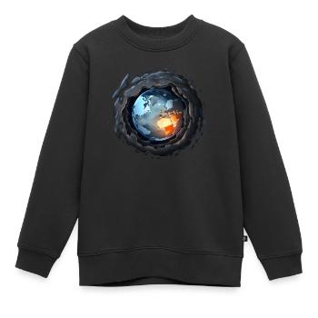 Planet Erde in Apnoe: Kosmischer Strudel - Kinder Premium Organic Sweatshirt - Schwarz - Vorne - AI Model Kid Female (0cm)